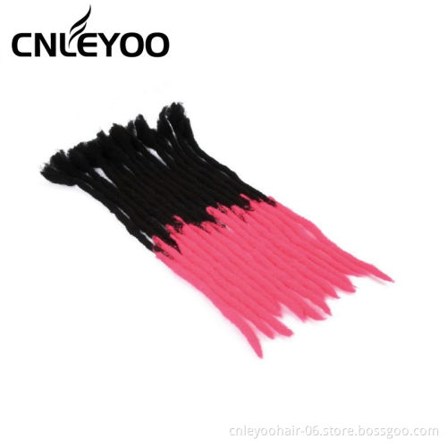Cheap 24 Inch Soft Dread Lock 15 Roots Rose Red Dread Lock Hair Extension Soft Dreads For Men Women Kids